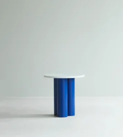 Mesa auxiliar Dit Ø40 cm, White Carrara-bright blue*Normann Copenhagen Sale
