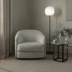 Mesa auxiliar Florence, mármol du marais, ø50 cm, soporte negro*New Works Online