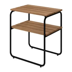 Mesa auxiliar L45, Teca—estructura de acero negra, 45x32 cm*Grythyttan Stålmöbler Best