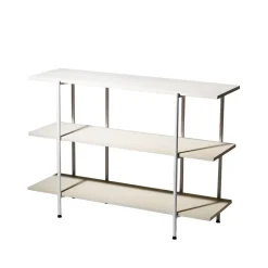 Mesa auxiliar Lilly, Fresno pigmento blanco, estructura acero lacado blanco, 120 cm*SMD Design Outlet