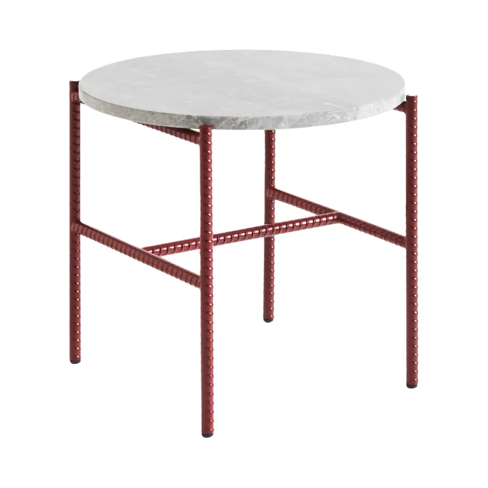 Mesa auxiliar Rebar Ø45 cm, Grey marble-barn red*HAY Best