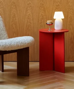 Mesa auxiliar Slit high Ø35 cm, Candy red lacquered oak*HAY Online