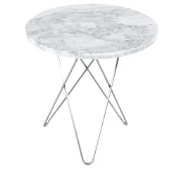 Mesa auxiliar Tall mini O Ø50 H50, base inoxidable, mármol blanco*OX Denmarq New