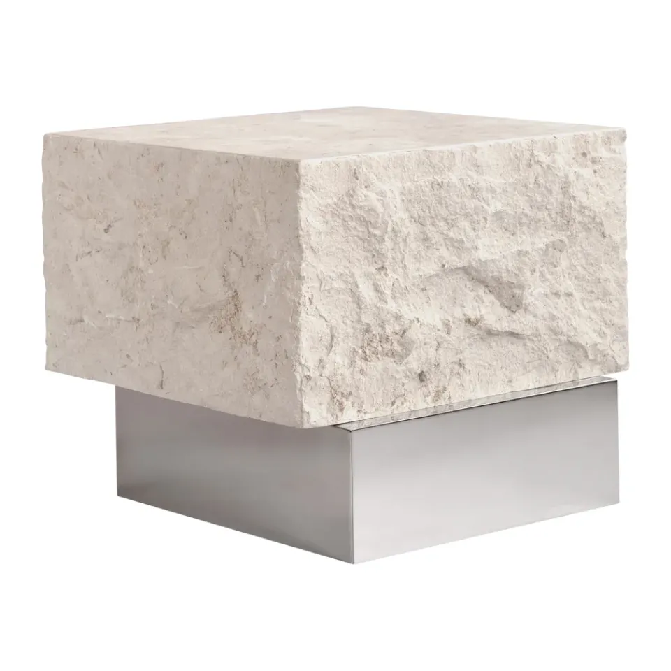 Mesa auxiliar Temple low 42x40 cm, Chrome-limestone*101 Copenhagen Best