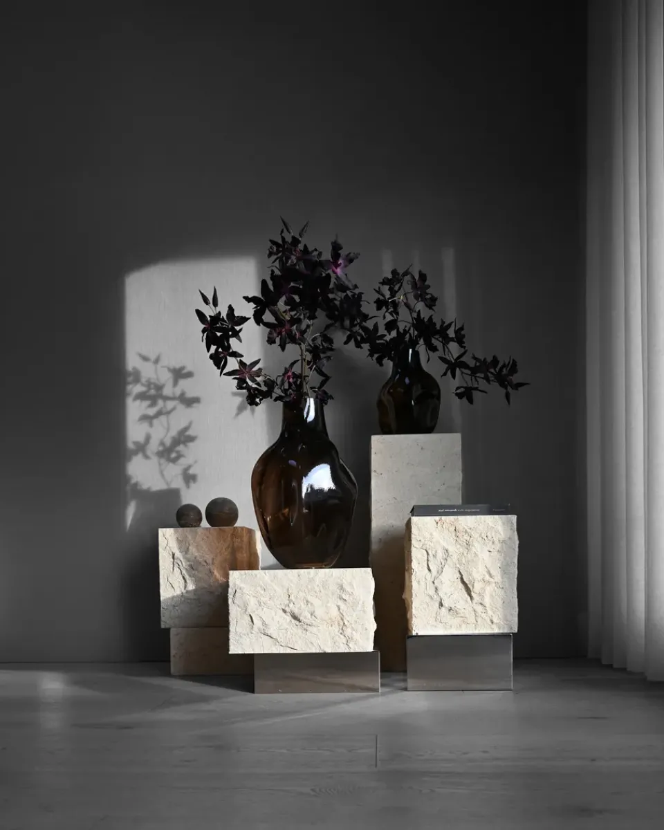 Mesa auxiliar Temple low 42x40 cm, Chrome-limestone*101 Copenhagen Best