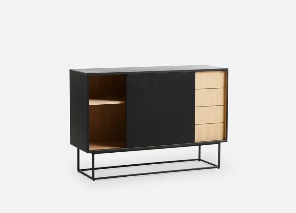 Mesa auxiliar Virka, alto 120 cm, Negro - roble*Woud Sale