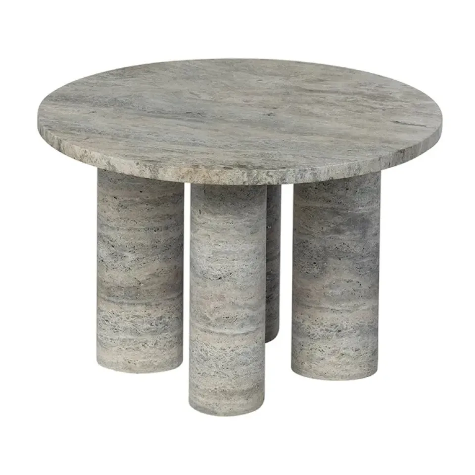 Mesa auxiliar Volos S, Ø52 cm, Travertino Plata*Blomus Outlet