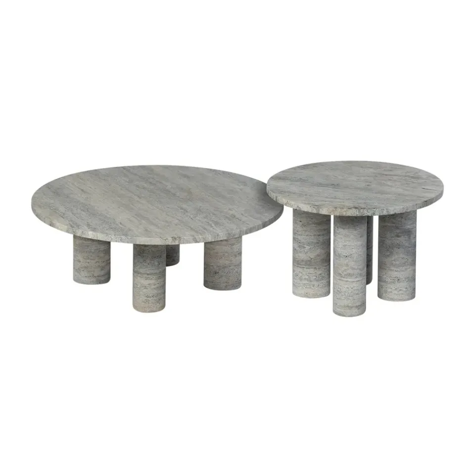 Mesa auxiliar Volos S, Ø52 cm, Travertino Plata*Blomus Outlet