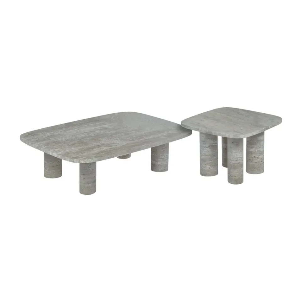 Mesa auxiliar Volos S, 52x52 cm, Travertino Plateado*Blomus Sale