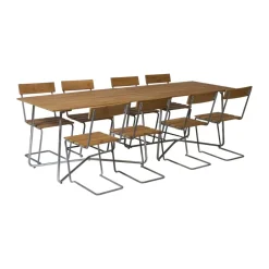 Mesa B25A, Teca-estructura galvanizada en caliente*Grythyttan Stålmöbler