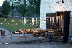 Mesa B25A, Teca-estructura galvanizada en caliente*Grythyttan Stålmöbler