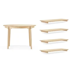 Mesa Carl abedul, Aceitado natural, 4 tableros de extensión+pata de apoyo*Stolab