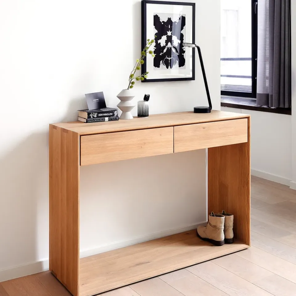 Mesa consola Nordic, Roble lacado dos cajones 160x40 cm*Ethnicraft Hot