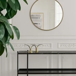 Mesa consola TS 120x30x72 cm, Green guatemala marble, base negra, con bandeja*GUBI Discount