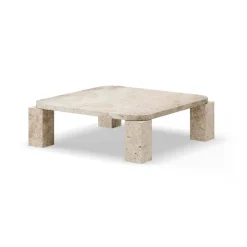 Mesa de centro Atlas 82x82 cm, Travertino sin relleno*New Works Online