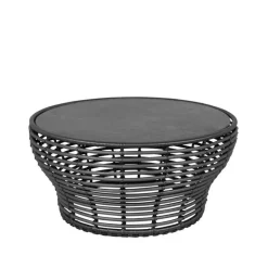 Mesa de centro Basket, Fossil black, grande, base trenzada gris*Cane-line