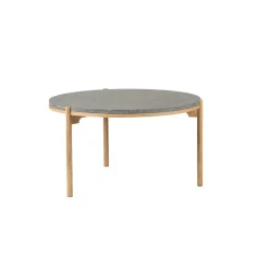 Mesa de centro Dondo roble blanqueado Ø80 cm, Piedra caliza pulida*Mavis Sale