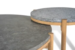 Mesa de centro Dondo roble blanqueado Ø80 cm, Piedra caliza pulida*Mavis Sale