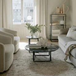 Mesa de centro Florence, mármol du marais, ø90 cm, soporte negro*New Works Sale