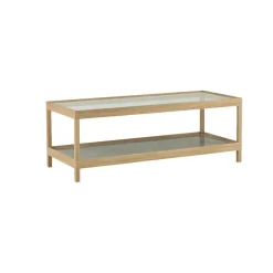 Mesa de centro Ima 125x50 cm, Roble blanqueado con acabado mate , piedra caliza*Mavis New