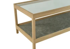 Mesa de centro Ima 125x50 cm, Roble blanqueado con acabado mate , piedra caliza*Mavis New
