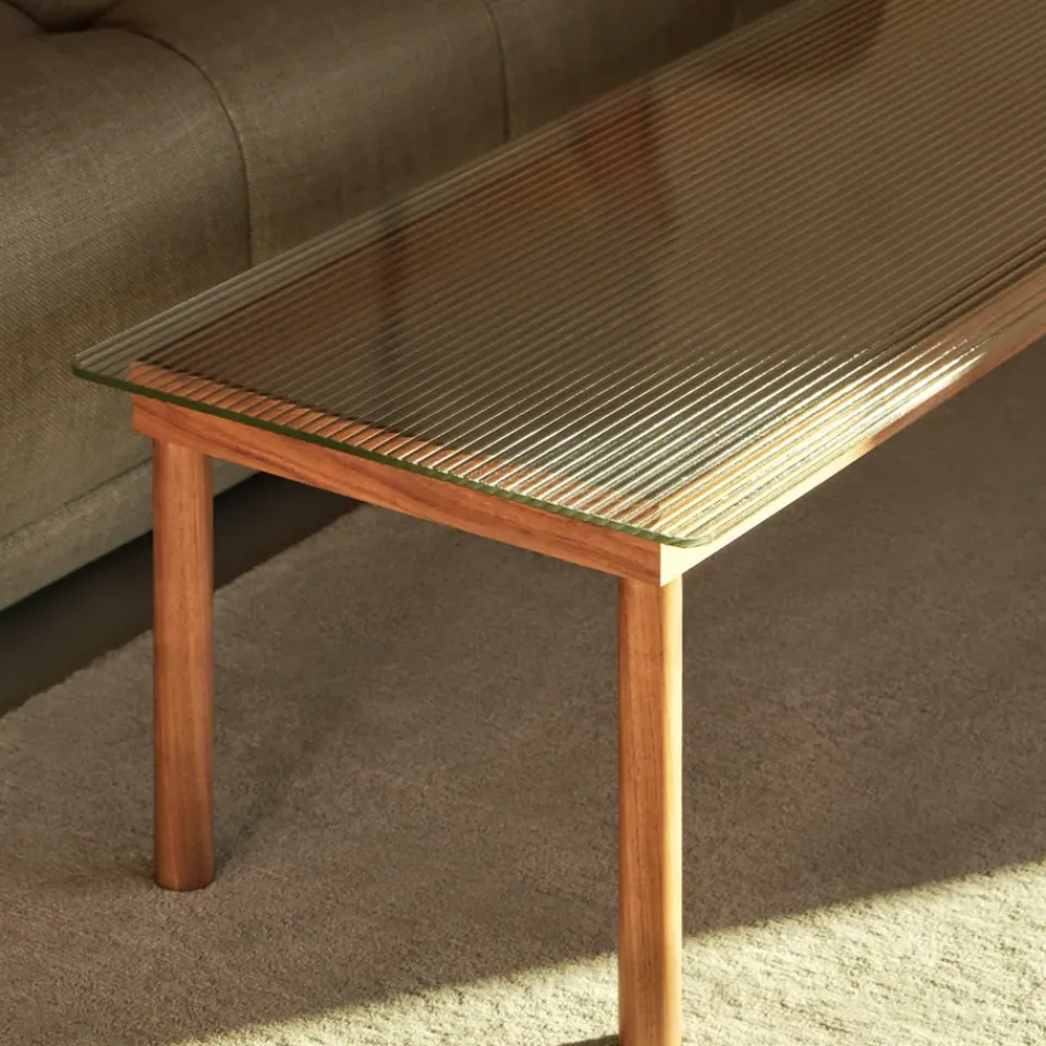 Mesa de centro Kofi, Oak-ribbed glass, 80 cm*HAY New