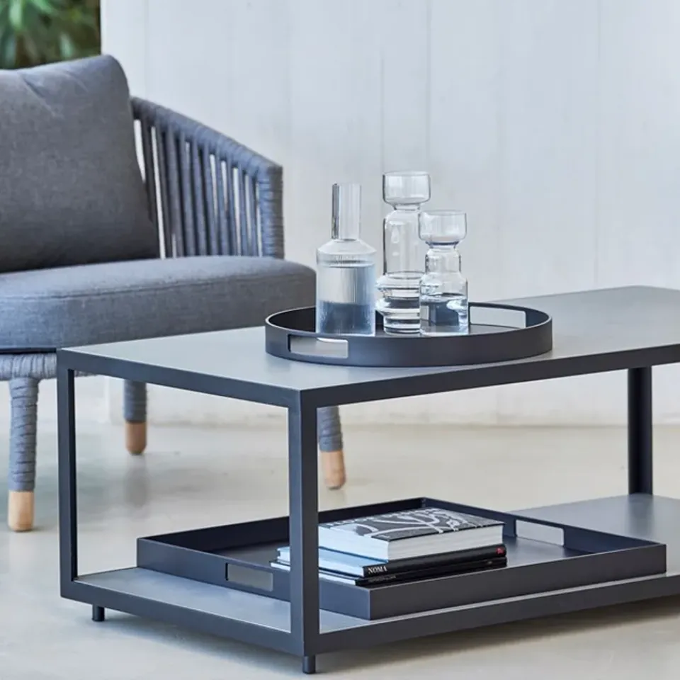 Mesa de centro Level cerámica 79x79 cm, Light grey-lava grey*Cane-line Clearance