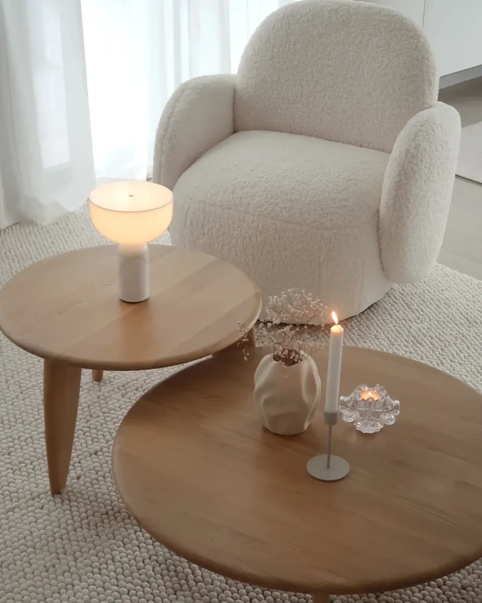 Mesa de centro Lyckeby Ø80x29 cm, Naturlackad ek*1898 New