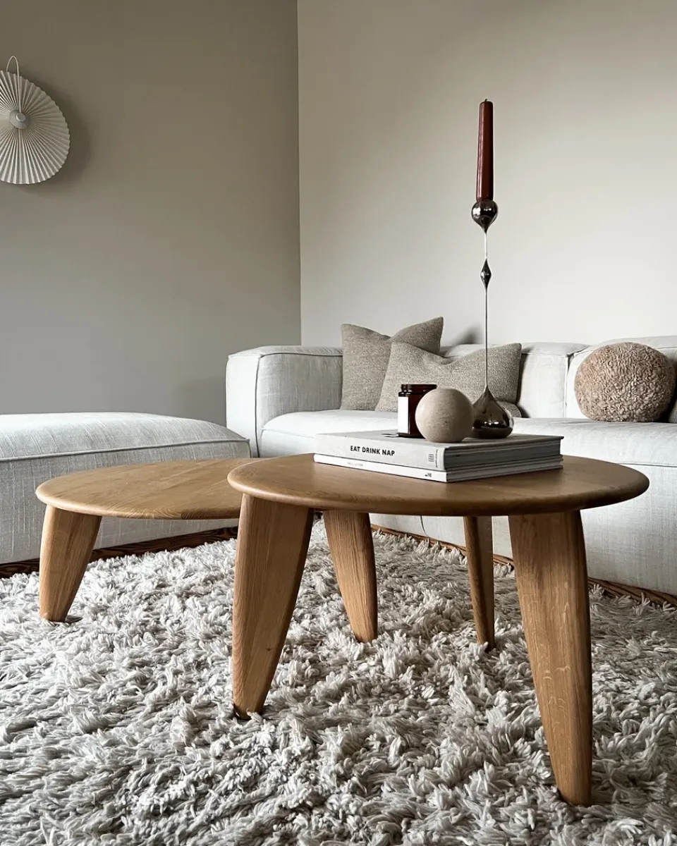 Mesa de centro Lyckeby Ø80x29 cm, Naturlackad ek*1898 New