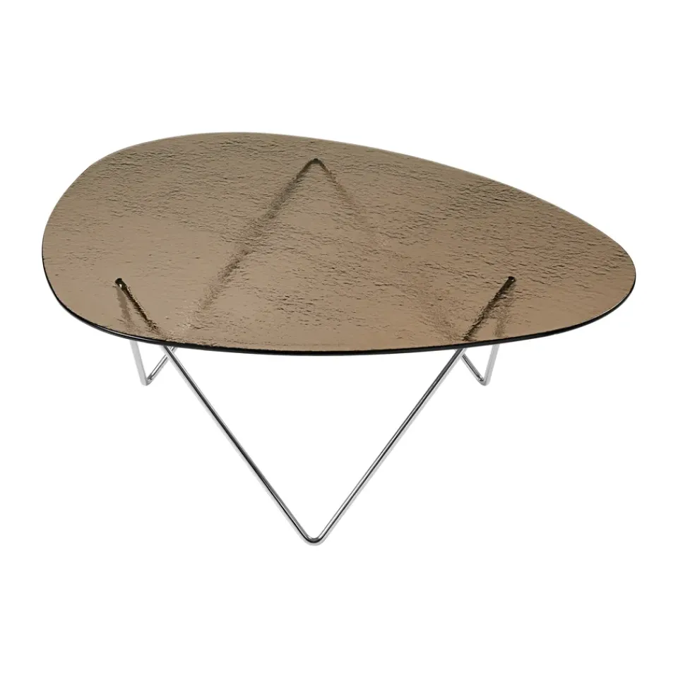 Mesa de centro Pedrera, Cromo–vidrio estructurado bronce*GUBI Sale