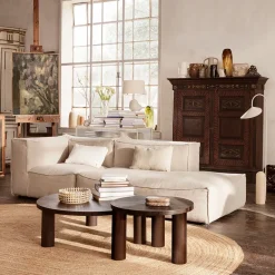 Mesa de centro Post, Oak smoked, small, lines*Ferm Living Online