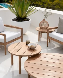 Mesa de centro Quatro outdoor teak, Ø95 cm*Ethnicraft Discount