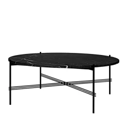 Mesa de centro TS Round, Black marquina marble, ø105, base negra*GUBI Online