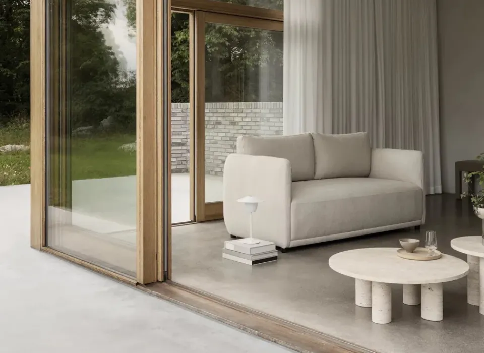 Mesa de centro Volos L, Ø75 cm, Travertino*Blomus Sale