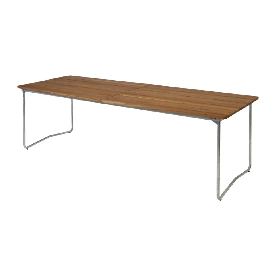 Mesa de comedor B31, Teca sin tratar - patas galvanizadas*Grythyttan Stålmöbler Online