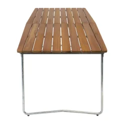 Mesa de comedor B31, Teca sin tratar - patas galvanizadas*Grythyttan Stålmöbler Online