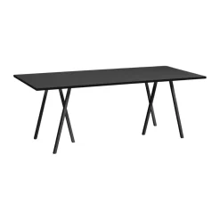 Mesa de comedor Loop Stand incl. support 92,5x200 cm, Black-black linoleum-black ash*HAY Discount