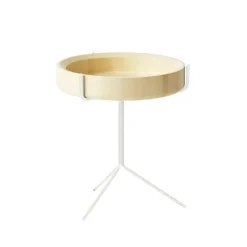 Mesa Drum, Lacado natural-altura 46cm-base blanca*Swedese Hot