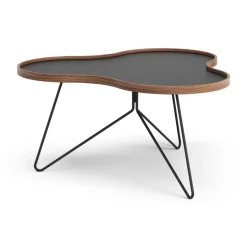 Mesa Flower 84x90 cm, H45--canto de nogal-base negra*Swedese Hot