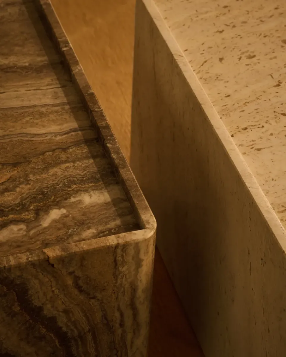 Mesa Pietra 30x80x40 cm, Neutral white travertine*GUBI Clearance