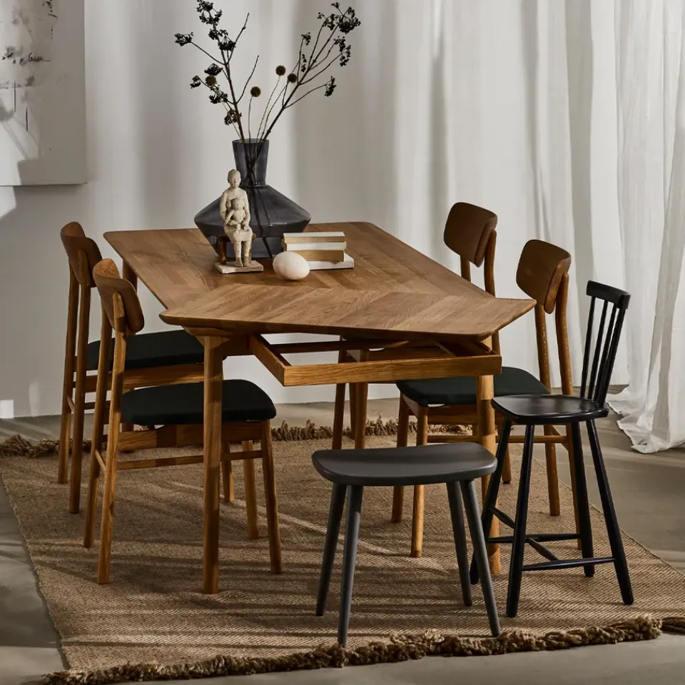 Mesa Prima Vista, Roble aceite natural-180cm-1 tablero de extensión*Stolab New
