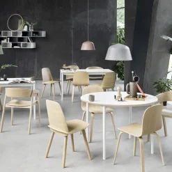 Mesa redonda Base Ø110 cm, White laminate-Plywood-White*Muuto Outlet