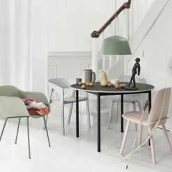 Mesa redonda Base Ø110 cm, White laminate-Plywood-White*Muuto Outlet