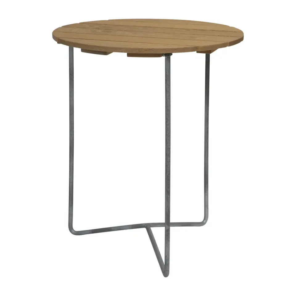 Mesa Table 6B, Roble aceitado-patas galvanizadas, Ø60 cm*Grythyttan Stålmöbler Online