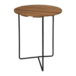 Mesa Table 6B, Teca sin tratar-negro, Ø60 cm*Grythyttan Stålmöbler Best