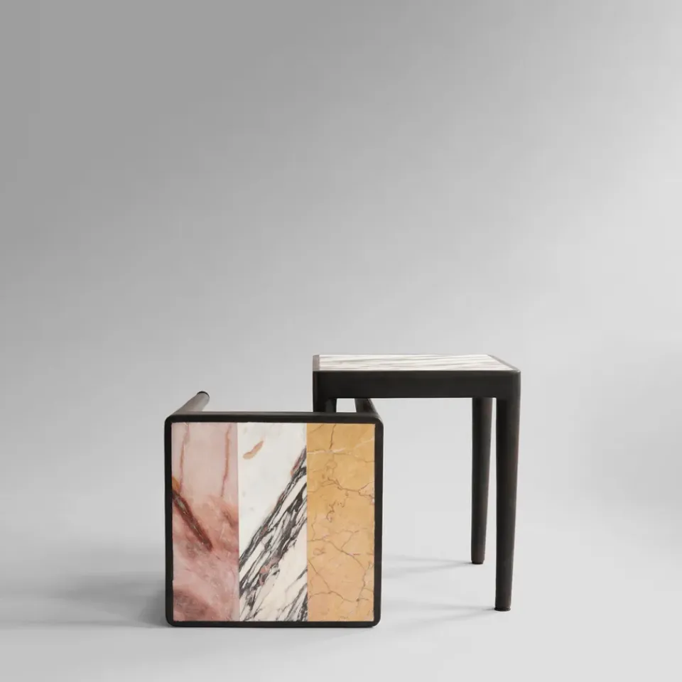 Mesa Tairu 38x38 cm striped, peach-Calacatta-Yellow*101 Copenhagen Hot