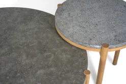 Mesita auxiliar Dondo roble blanqueado Ø45 cm, Piedra caliza cepillada*Mavis Discount