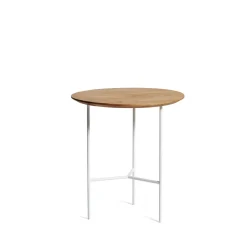 Mesita auxiliar Tribeca, Roble rústico aceitado, patas blancas, ø47 cm*Mavis New