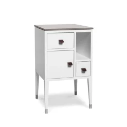 Mesita de noche Abisko con patas altas, , encimera de hormigón, asa de piel de alce marrón*Mavis Clearance