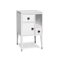 Mesita de noche Abisko con patas altas, , asa de piel de alce marrón cm*Mavis